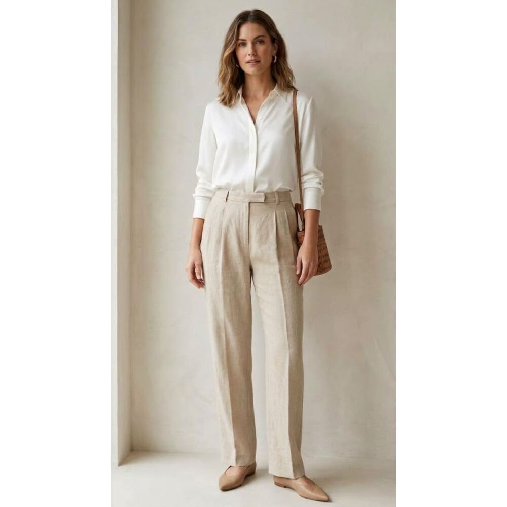 Willi Smith Linen Pleated High Waist Pants Women's Size 12